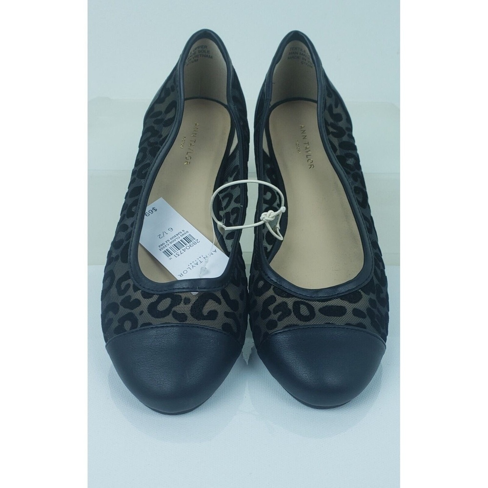 Ann‎ Taylor Black Flats Leopard Cheetah Mesh Size 6.5 New $69.99